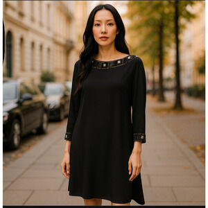 Alice and Olivia  Beaded Cocktail Mini Dress Embellished Neck Black Size XS